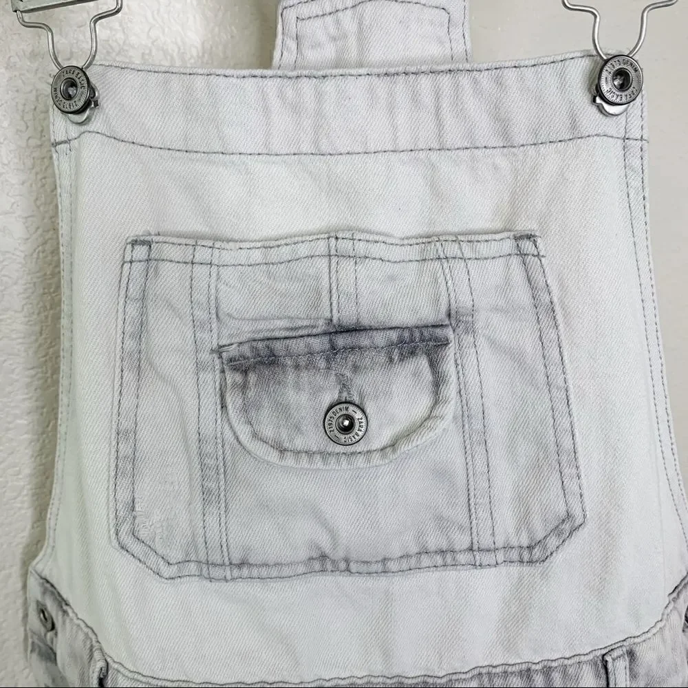 Zara Basic Bleach Distressed Cargo Style Jeans Overalls, Sz Small - Picture 4 of 15